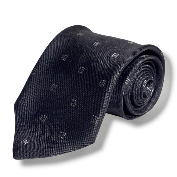 ERMENEGILDO ZENGA Black Jacquard Tie Geometric Print